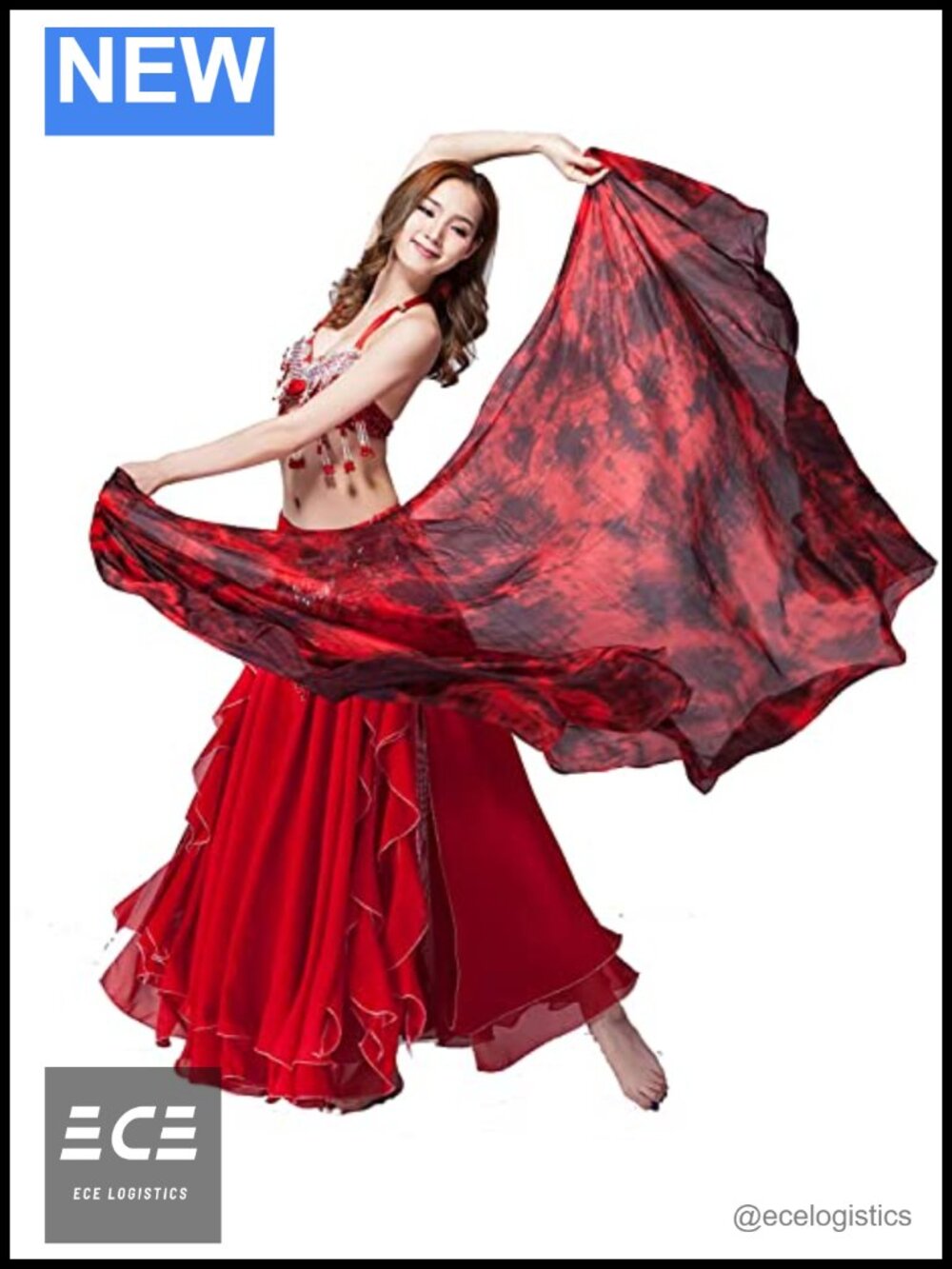 Handmade Silk Belly Dance Veil Tie Dye Scarf